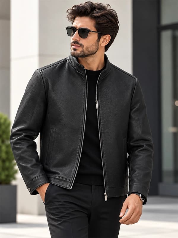 کاپشن ساده (بیسیک) چرم رنگ مشکی 2336